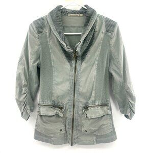 Wearables Full Zip 3/4 Sleeve Teal Jacket Women's Small Cotton Spandex